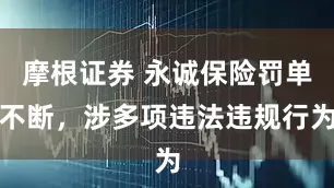 摩根证券 永诚保险罚单不断，涉多项违法违规行为
